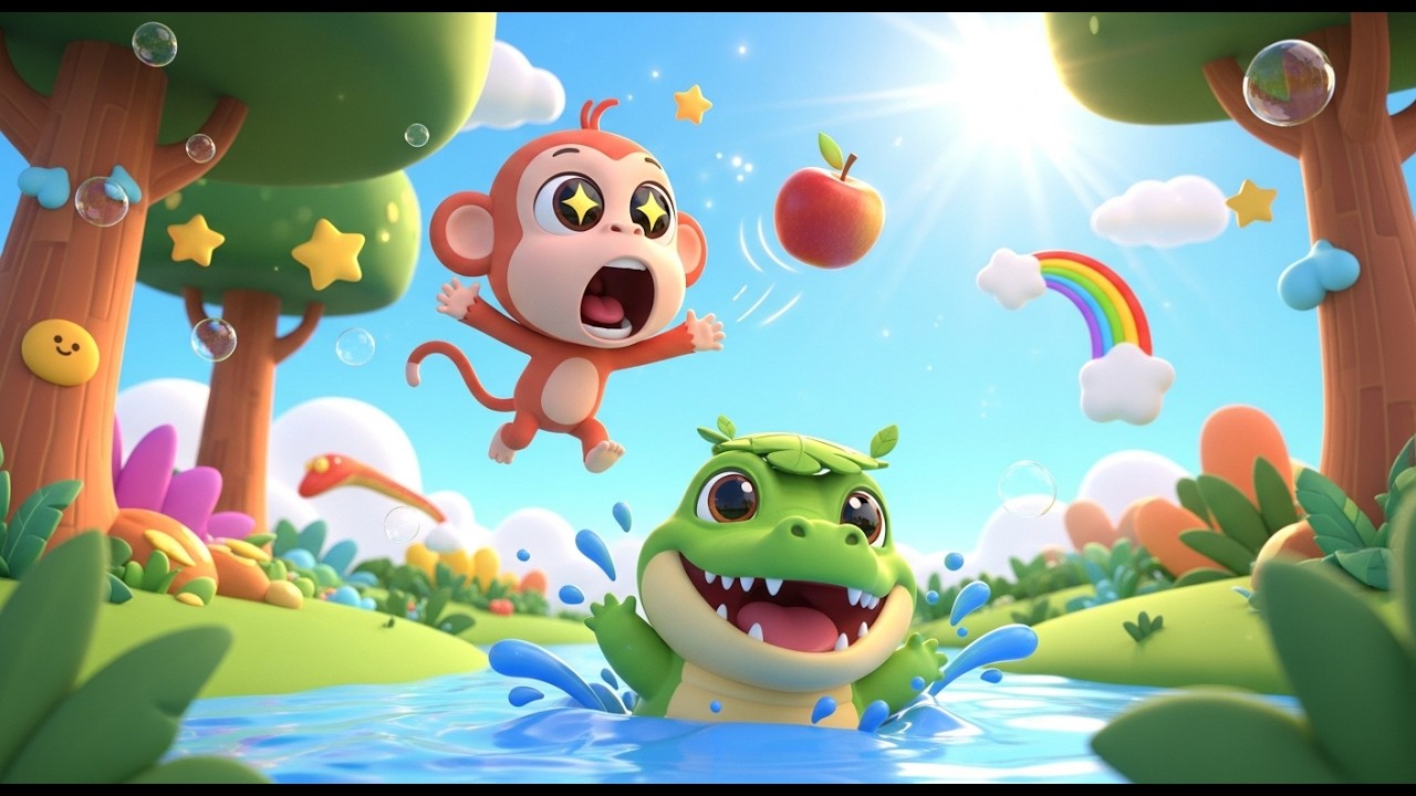 The Monkey and the Crocodile Story | Fun Moral Story for Kids| Kids Cartoon Story