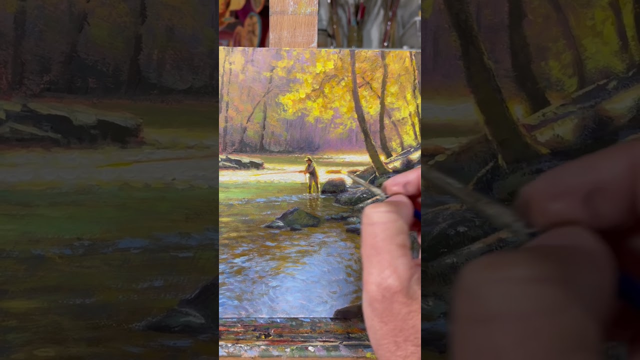 Painting a fly fisherman in acrylics 