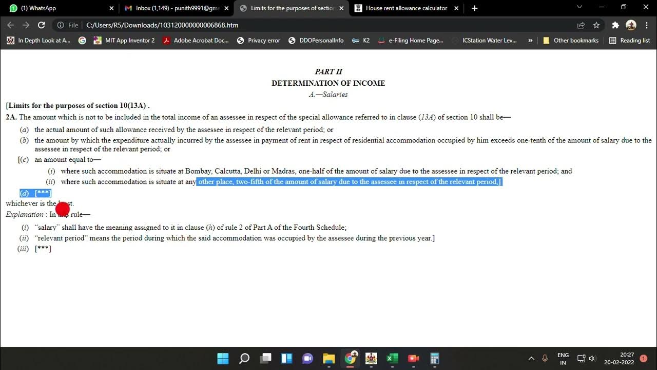 HOW TO CALCULATE HRA EXEMPTION under section 10(13A) IN TAX
