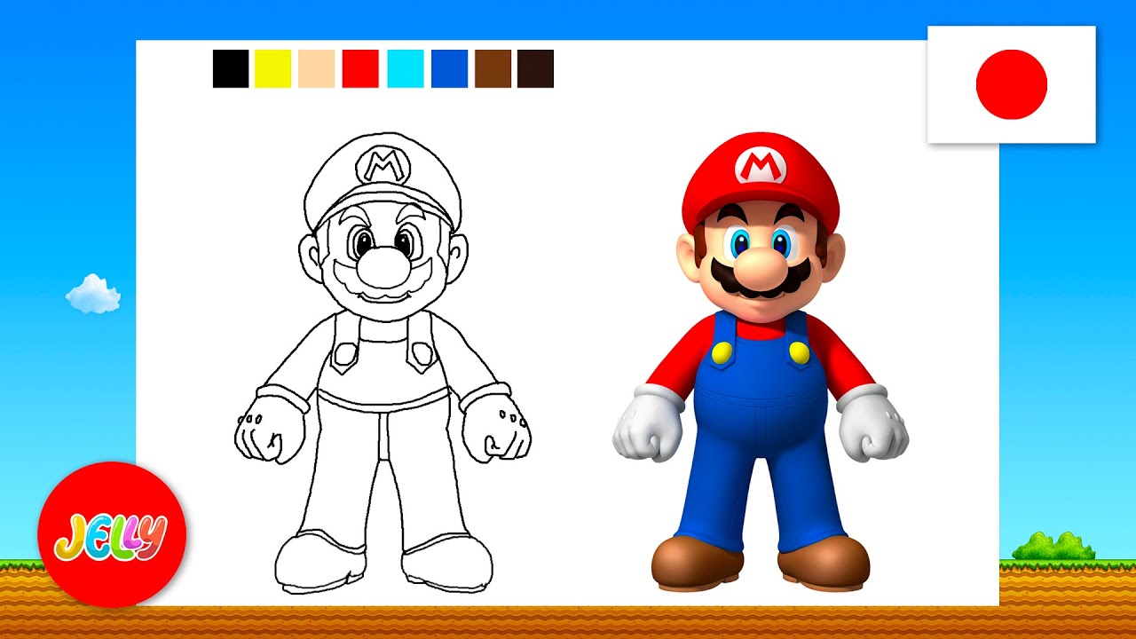 マリオの全身の描き方 | 子供のためのお絵かき動画 - YouTube