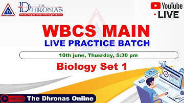 WBCS MAIN LIVE PRACTICE BATCH(BENGALI VERSION) WITH PDF | BIOLOGY SET - 1 | THE DHRONAS
