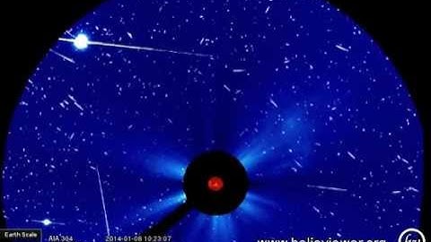 Debris...?...or...?...AIA 304, LASCO C3 (2014-01-08 00:29:55 - 2014-01-08 23:55:43 UTC)