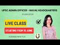 Live Class - Starting from 15 June 2026 - UPSC Administrative Officer Naval Headquarters Exam 2026