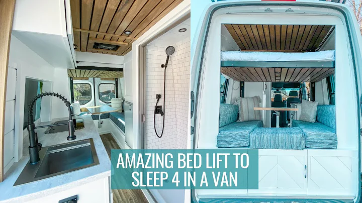 FAMILY VAN TOUR: amazing bed lift that sleeps 4 wi...