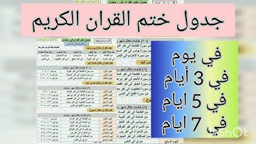 جدول ختم القران الكريم في يوم و3 ايام و5 ايام و7 ايام رمضان 2022