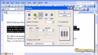 Word 2003 Word 2003 Columns
