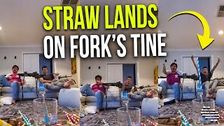 Guy Throws a Straw Across the Room and Lands It on Fork’s Tine