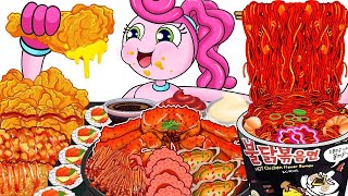 Mukbang Animation | Fried Chicken, Tteokbokki & Convenience Store | 라면 도전 먹방, 떡볶이 & 한국 음식