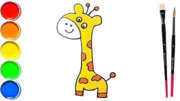 BÉ TẬP VẼ & TÔ MÀU ❤️ VẼ HƯƠU CAO CỖ THẬT DỄ ❤️ Draw Giraffe on paper