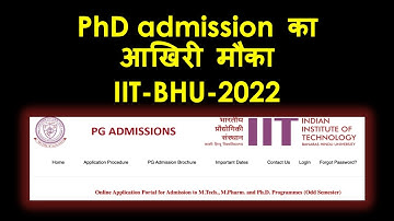 BHU PhD admission 2022 IIT, M.Pharma PG admission