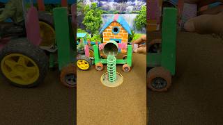 😱 Mini Tractor Making Strong Cement Pillar | Amazing Construction Machine #shorts #youtubeshorts
