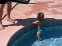 Ethan walking in the pool