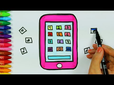 How to draw and color cell phone | Drawing and coloring mobile phone | How to Draw and Color KidsTV