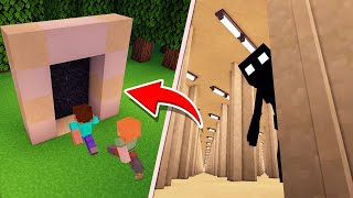 How To Make a PORTAL to the BACKROOM DIMENSION IN MINECRAFT PE! I found LONG HOUSE ALEX AND STEVE