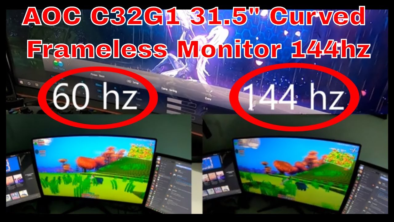 Aoc C32g1 31 5 Curved Frameless Gaming Monitor Fhd 19x1080 1ms 144hz Unboxing And Quick Review Youtube