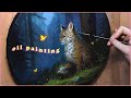 Bobcat in the forest  oil painting timelapse