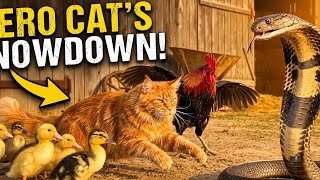 Cat vs. Snake: Brave Cat Protects Farm Animals! 🐱🐍 | The Ultimate Barnyard Hero #animals #viral 