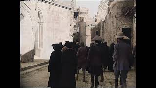 القدس أواخر العهد العثماني عام 1917-1918 Jerusalem – Hospitaller Monks Procession
