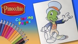 Walt Disney Pinocchio Coloring forkids learncolors With Jiminy Cricket From Pinocchio