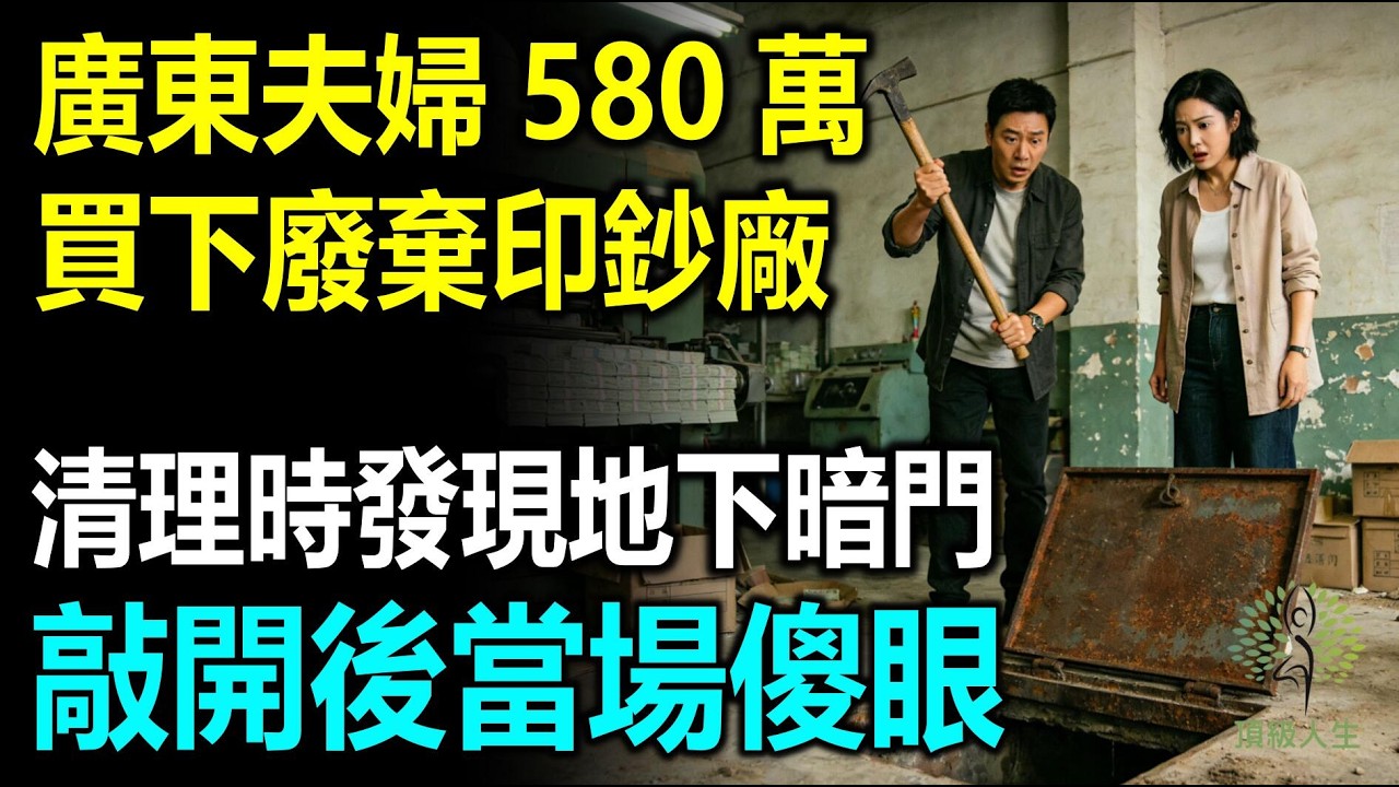 廣東夫婦580萬買下廢棄印鈔廠，清理時發現地下暗門，撬開後當場傻眼