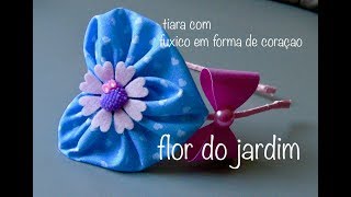 Tiara de Fuxico em Forma de Coração e Laço