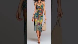 Bohemian Tie-Dye Mesh Midi Dress | How to Style This Boho Halter Dress for Summer #fashion #style