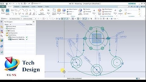 Unigraphics NX- Sketch Tutorial 1 - Line, Arc, Circle, Make corner, Offset, Pattern & etc