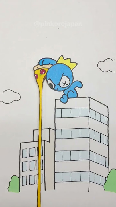 Rainbow Friends BLUE wants to eat Pizza😭Funny Paper Animation #shorts #youtubeshorts #rainbowfriends