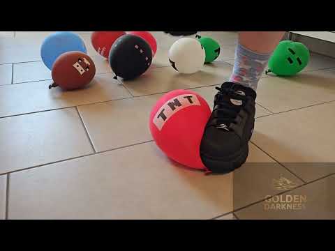 Balloon crushing with Buffalo clogs