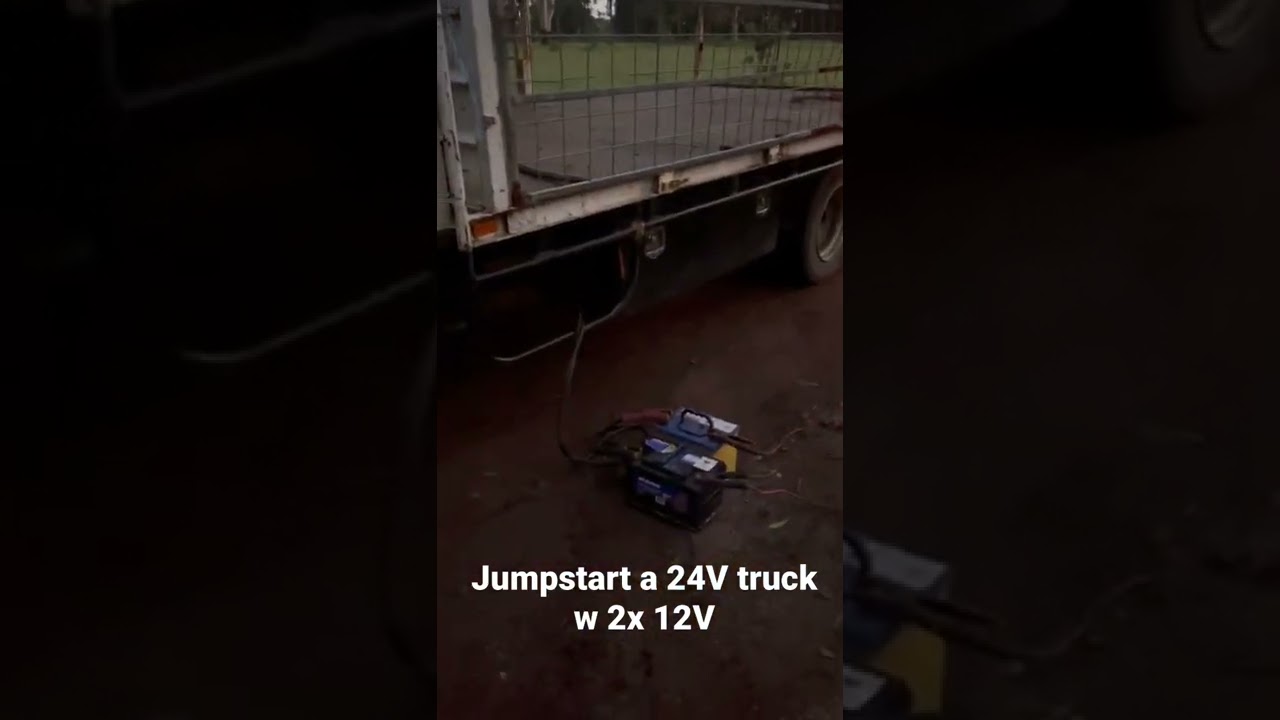 Jump starting a 24 volt truck with 2x 12 volt batteries and an extra set of jumper cables 😂