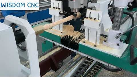 WS-L1530-4S CNC Wood Lathe with 4 Axis Engraving Spindle