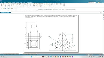 Isometric Projection 06: Frustum of square pyramid placed centrally on square block