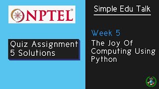 Week 5 quiz assignment || The Joy of Computing using Python