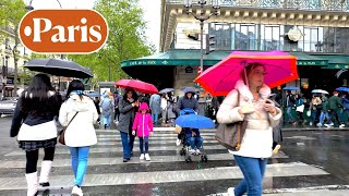 Paris France - HDR walking tour in the rain in Paris - April 27, 2024- Paris 4K HDR