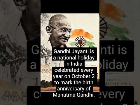 Gandhi Jayanti is a national  in India celebrated every year on October 2  birth  of Mahatma Gandhi.