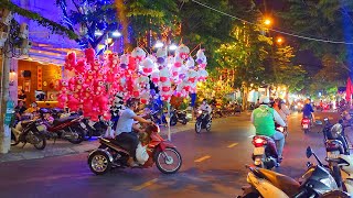 Da Nang Vietnam Night Walking virtual tour 4K. Bars, Restaurants Gide