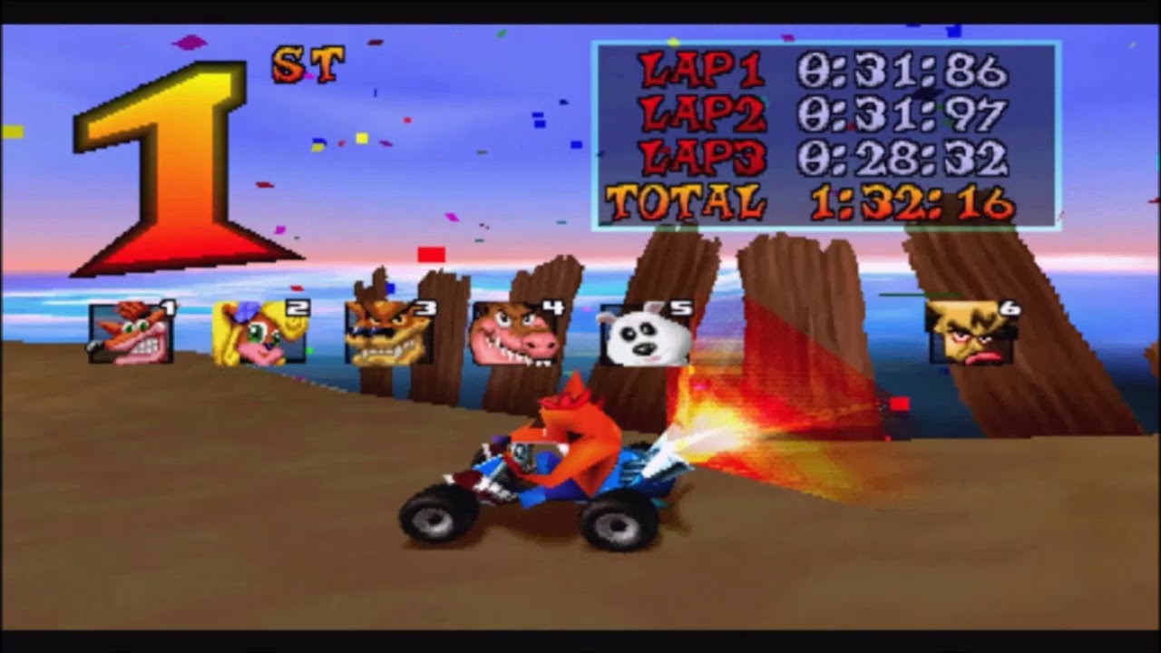 (1) Crash Team Racing (PS1) Adventure Mode - N.Sanity Beach - All Trophies, Keys, Tokens and Relics
