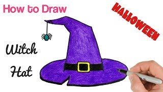 How to Draw a Witch Hat | Halloween Drawings step by step