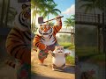 Tiger Holding His Shorts Chasing a Cat in the Mekong Delta!#funnyanimals #cat #cartoon