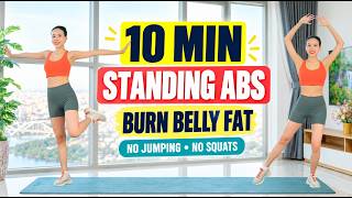 10 MIN - STANDING ABS WORKOUT TO LOSE BELLY FAT | No Jumping, No Squats | Emma Fit