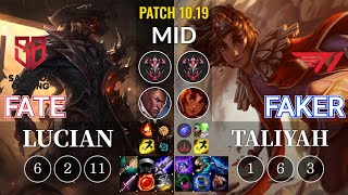 SB FATE Lucian vs T1 Faker Taliyah Mid - KR Patch 10.19