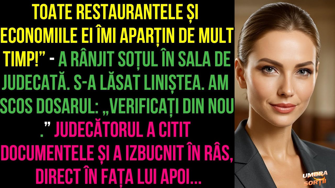 Toate restaurantele și economile ei îmi aparțin de mult timp!a rânjit soțul în sala de judecată APOI