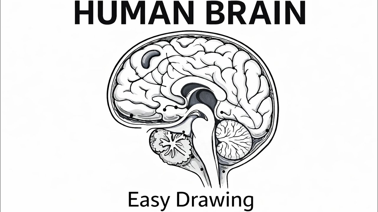 How to draw human brain// diagram 