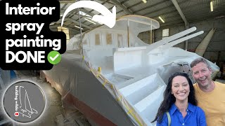 Amazing Interior Boat Spray Painting -S03E16- Building Wilda Catamaran Build Restoration Refit