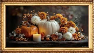 Autumn Pumpkin Floral Art Halloween 4k | Slideshow | Art Framed Screensaver | Art for Your TV