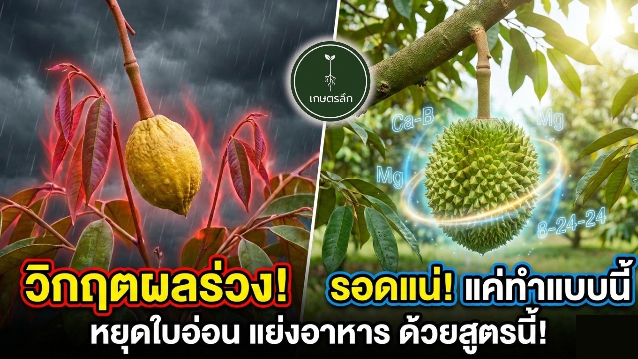เกษตรลึก: วิกฤตผลร่วง รอดแน่!แค่ทำแบบนี้ หยูดใบอ่อนแย่งอาหาร ด้วยสูตรนี้ #เกษตรลึก #เทียนชัยเกษตร