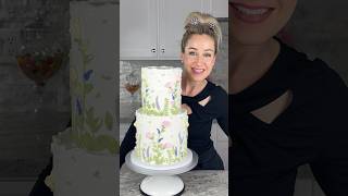 Whimsical Floral Cake Design Made with Hand-Piped Swiss Meringue Buttercream | Cake Decorating Inspo