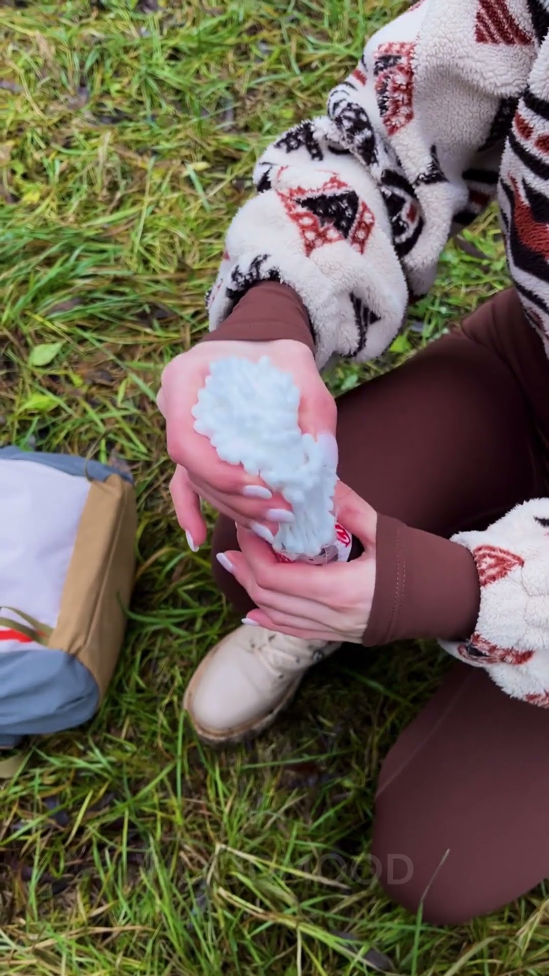 She made cotton torch from scratch! Survival queen!