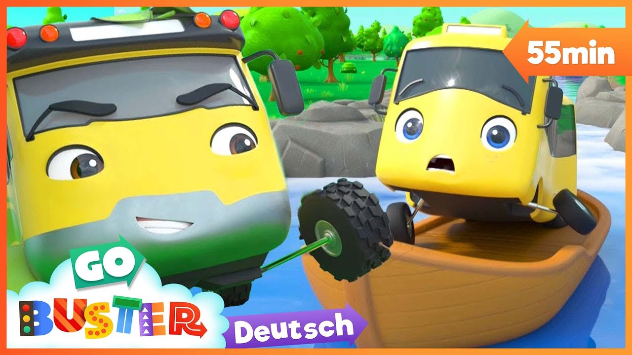 ⁣Buster's Abenteuer im Fluss | Kinderlieder und Cartoons | Go Buster | Moonbug Kids Deutsch