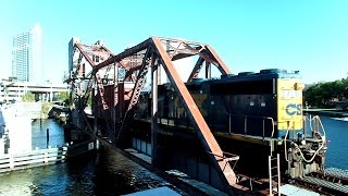 CSX Train Waits For 102 Year Old Draw Bridge To Lower